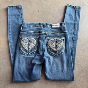 Vintage Y2K Sexy Couture Angel Wing Studded Blue Jeans Size 5